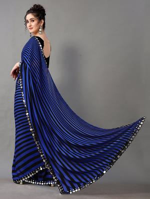 blue georgette printed saree with blouse - 18688641 - Standard Image - 2