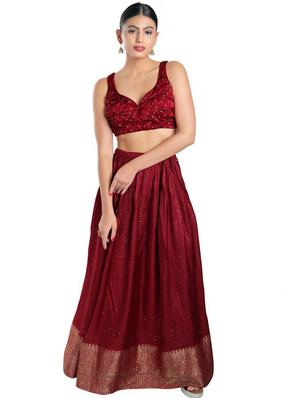 red satin embroidered blouse - 18697656 - Standard Image - 4