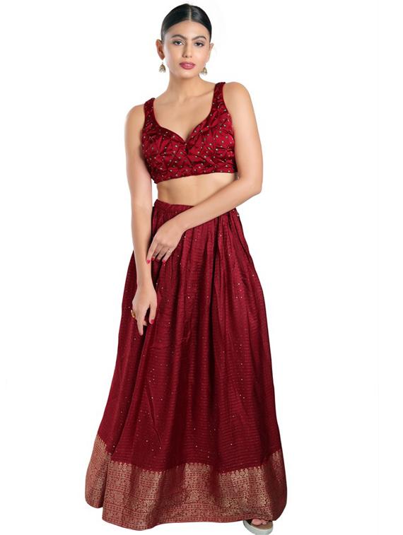 red satin embroidered blouse - 18697656 - Zoom Image - 4