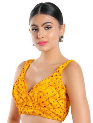 yellow satin embroidered blouse - 18697657 - Standard Image - 2