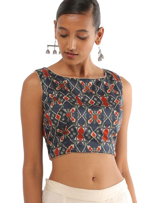blue cotton printed blouse - 18697659 - Standard Image - 1