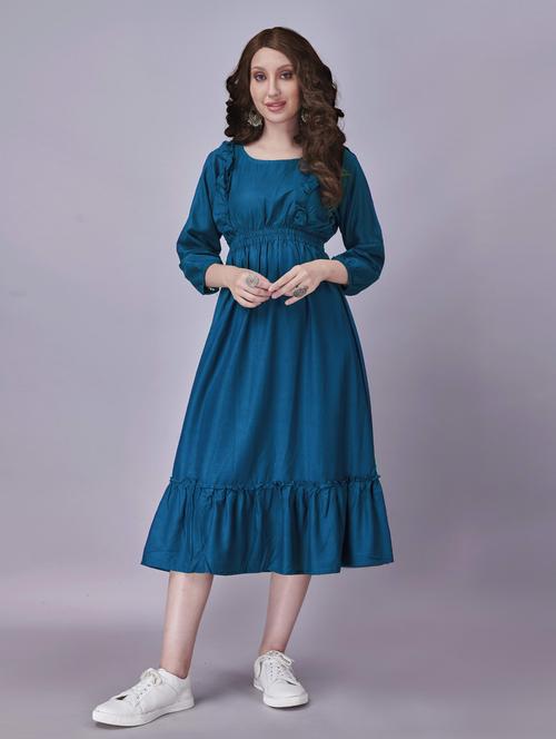 round neck solid maxi dress - 18699865 - Standard Image - 1