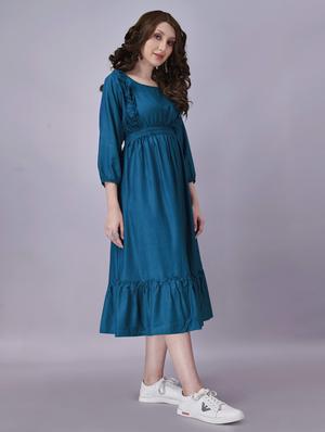 round neck solid maxi dress - 18699865 - Standard Image - 2