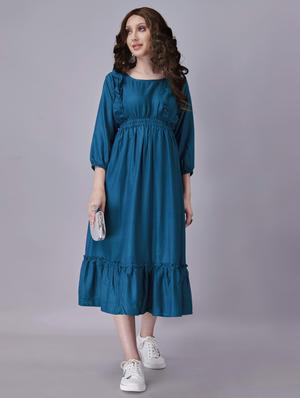 round neck solid maxi dress - 18699865 - Standard Image - 3