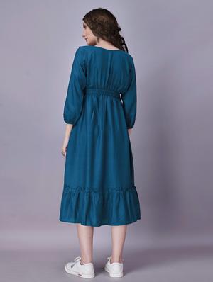 round neck solid maxi dress - 18699865 - Standard Image - 4