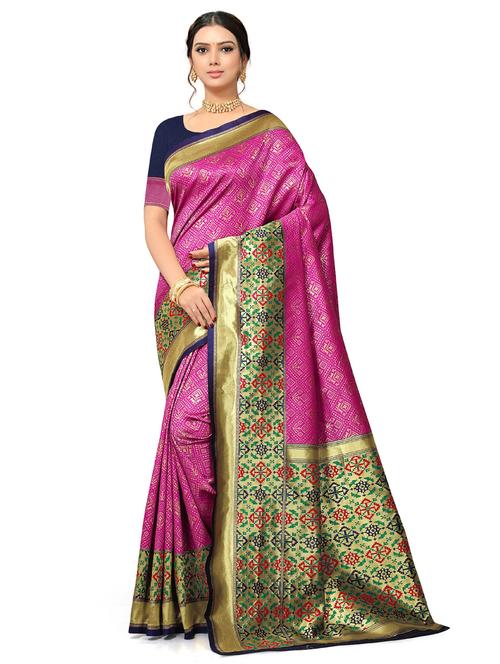 zari bordered woven saree with blouse - 18701105 - Very Small Image - 1