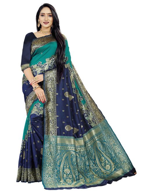 zari bordered woven saree with blouse - 18701134 - Very Small Image - 1