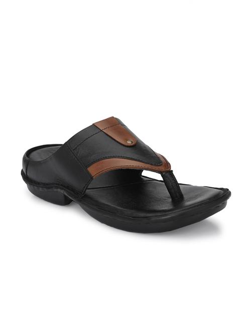 black leather slip on slippers - 18736806 - Standard Image - 1