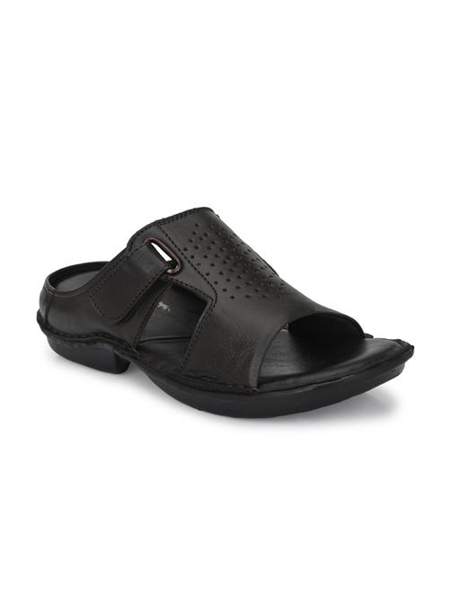 black leather slip on slippers - 18736813 - Standard Image - 1