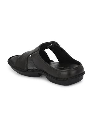 black leather slip on slippers - 18736813 - Standard Image - 3