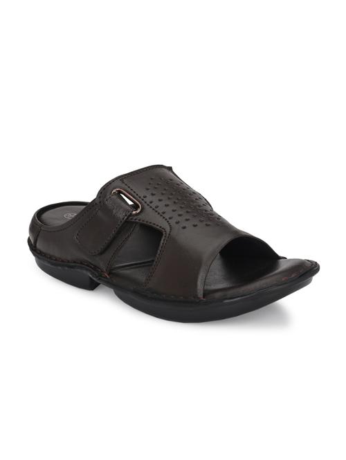 brown leather slip on slippers - 18736814 - Standard Image - 1