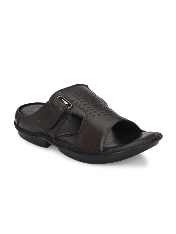 brown leather slip on slippers - 18736814 - Zoom Image - 1
