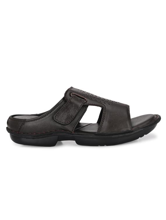 brown leather slip on slippers - 18736814 - Zoom Image - 2