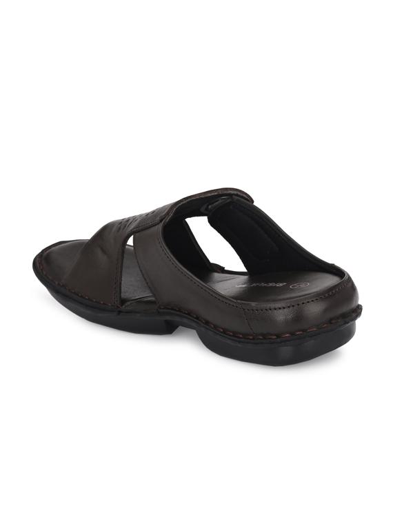 brown leather slip on slippers - 18736814 - Zoom Image - 3