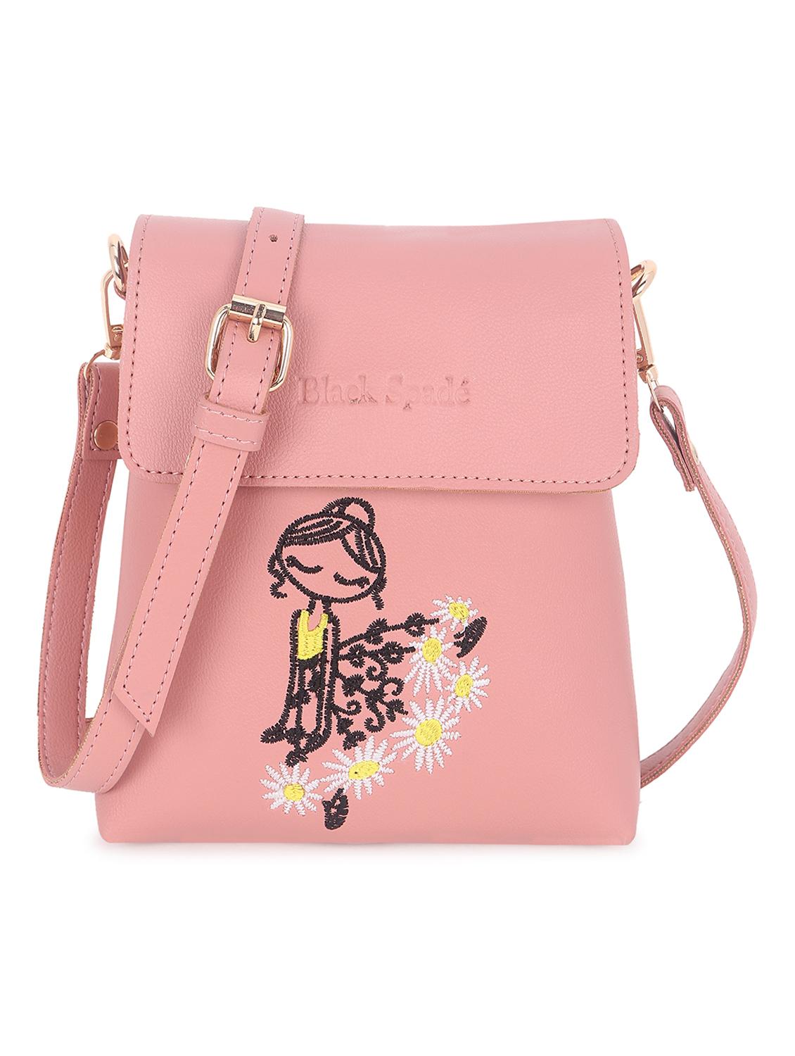 pink leatherette (pu) sling bag