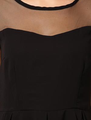 mesh panel round neck pleated dress - 26493 - Standard Image - 4
