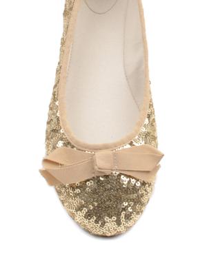 Glitter Gold Ballet Flats - 27551 - Standard Image - 4