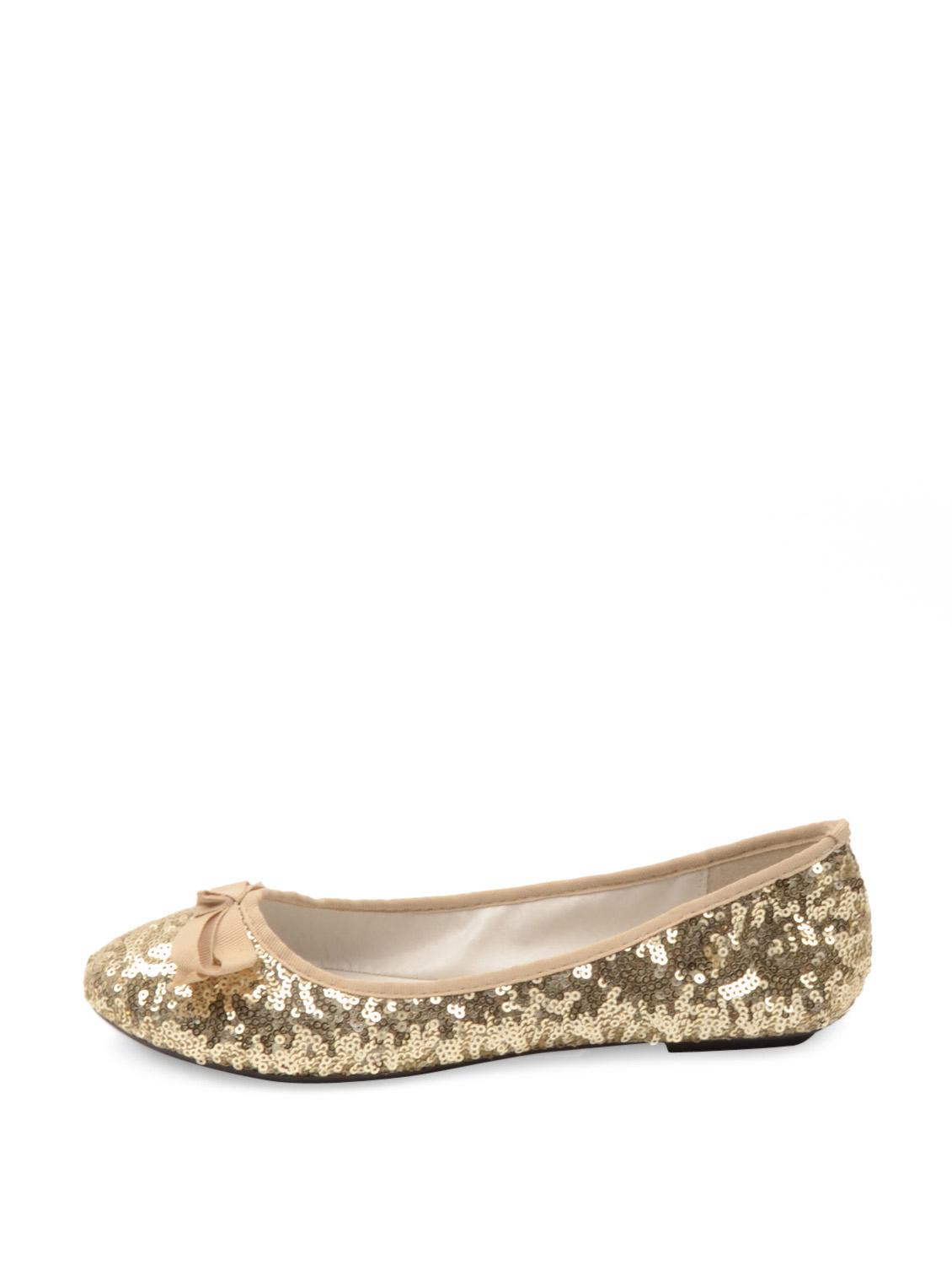 Glitter Gold Ballet Flats - 27551 - Zoom Image - 2