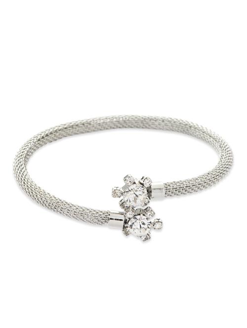 silver floral crystal bracelet - 28310 - Standard Image - 1