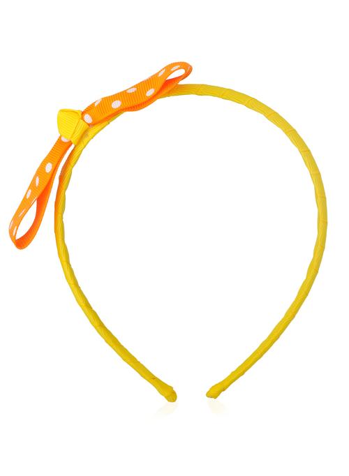 Satin Ribbon Bow Yellow Hairband - 30188 - Very Small Image - 1