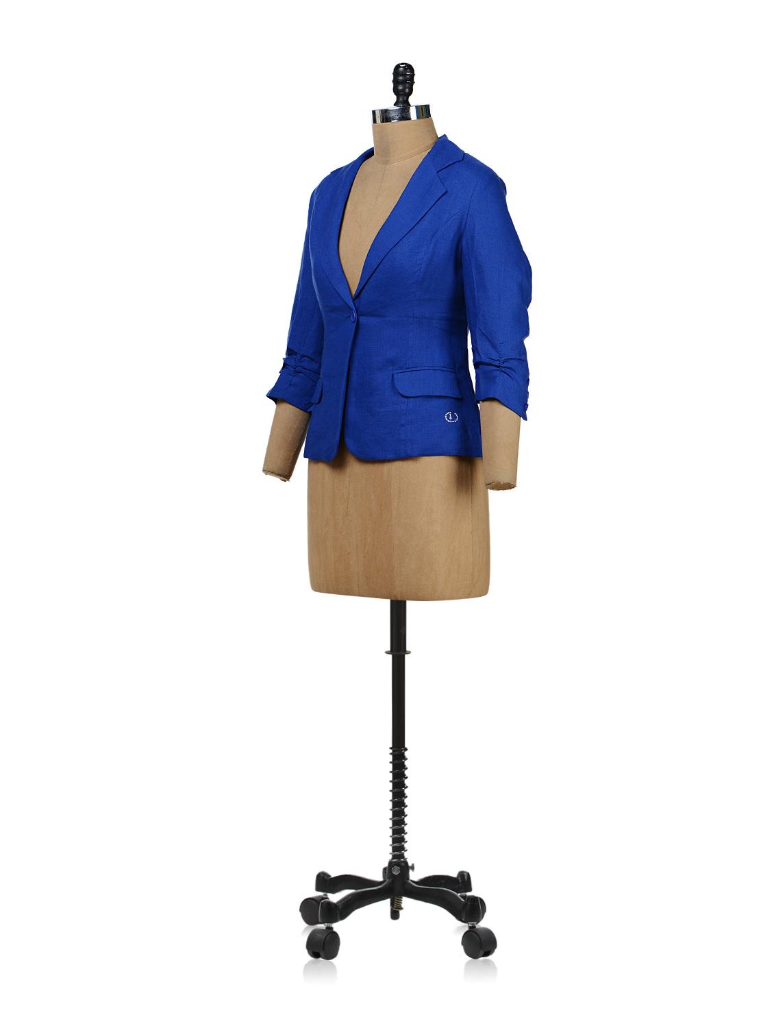 royal blue linen blazer - 35570 - Zoom Image - 2
