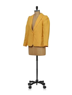 mustard yellow full length sleeve blazer - 35575 - Standard Image - 2
