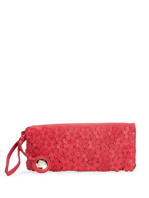 Red Clutch With Floral Applique Work - 35671 - Standard Image - 1