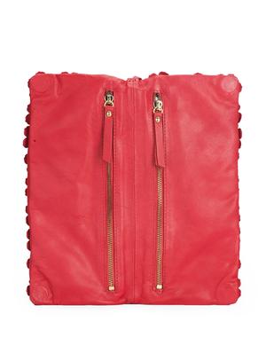 Red Clutch With Floral Applique Work - 35671 - Standard Image - 3