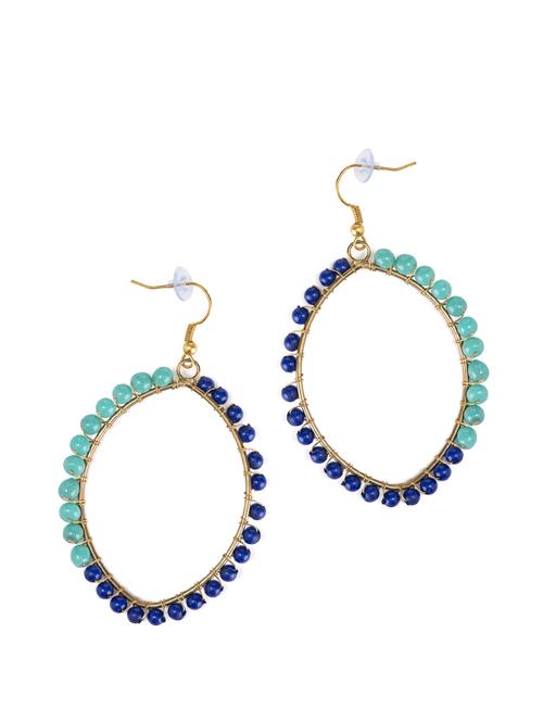 Blue Green beaded earrings - 3989 - Very Small Image - 1