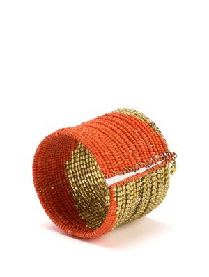 Coral and Gold Beaded Cuff - 3994 - Standard Image - 3