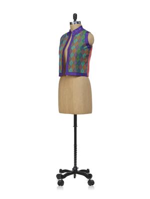 Stylish Printed Purple, Orange and Green Jacket - 42326 - Standard Image - 2