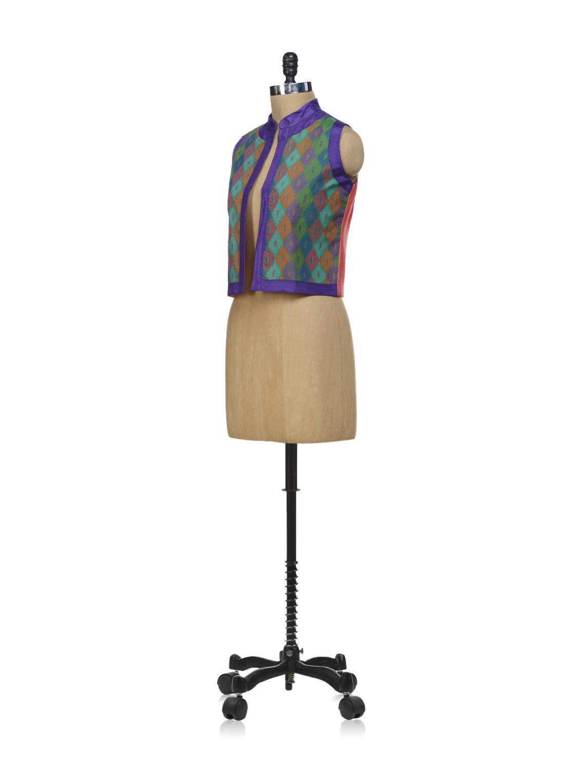 Stylish Printed Purple, Orange and Green Jacket - 42326 - Zoom Image - 2