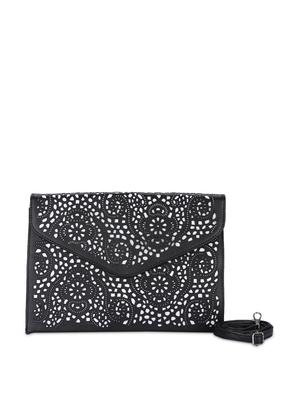 Oversized Black Cutwork Clutch - 44923 - Standard Image - 2
