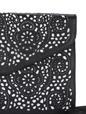 Oversized Black Cutwork Clutch - 44923 - Standard Image - 5