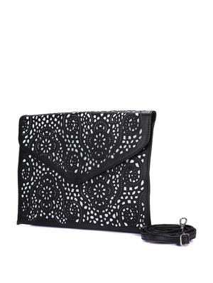Oversized Black Cutwork Clutch - 44923 - Standard Image - 6