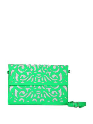 Oversized Green Cutwork Clutch - 44925 - Standard Image - 2