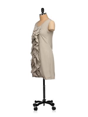 Ruffled Beige Sleeveless Dress - 46073 - Standard Image - 2