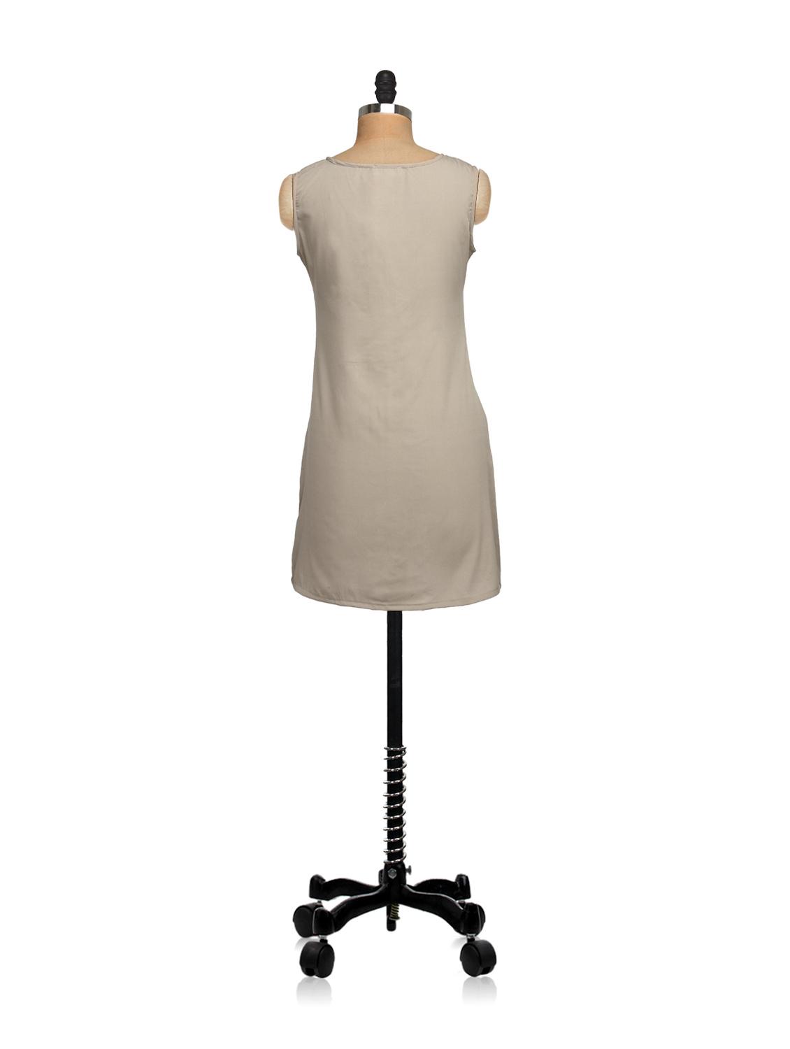 Ruffled Beige Sleeveless Dress - 46073 - Zoom Image - 3
