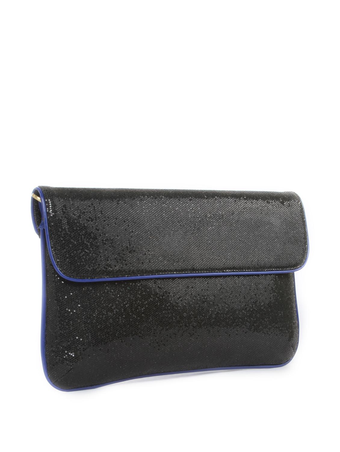 Black Sequin Clutch with Blue Piping - 47788 - Zoom Image - 5