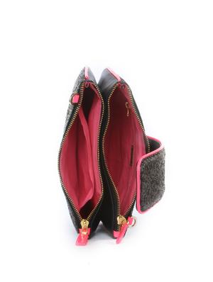 Black Sequin Clutch with Pink Piping - 47844 - Standard Image - 3