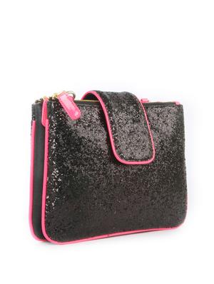 Black Sequin Clutch with Pink Piping - 47844 - Standard Image - 5