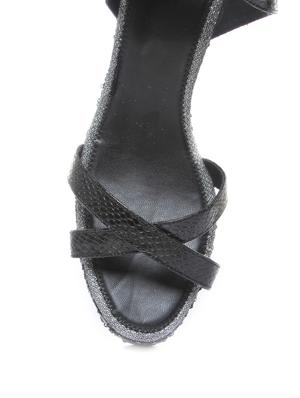 Sequin Work Black Glitter Wedges - 47904 - Standard Image - 4