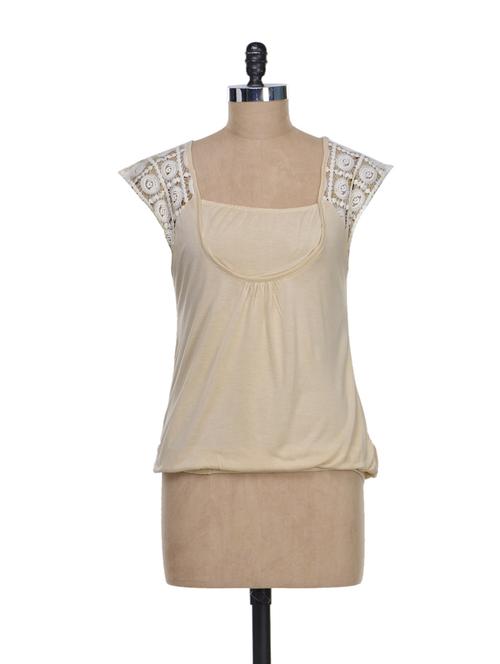 Cream Top With Lace Sleeves - 50737 - Very Small Image - 1