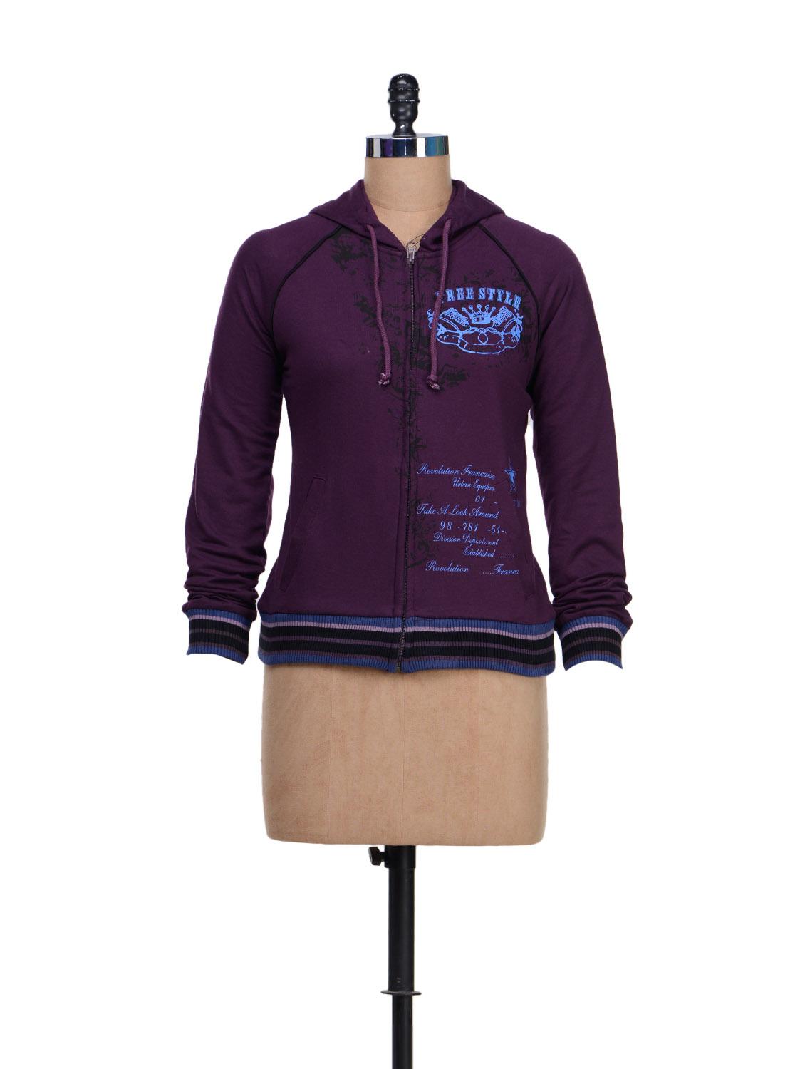 purple hooded casual sweatshirt - 50756 - Zoom Image - 1