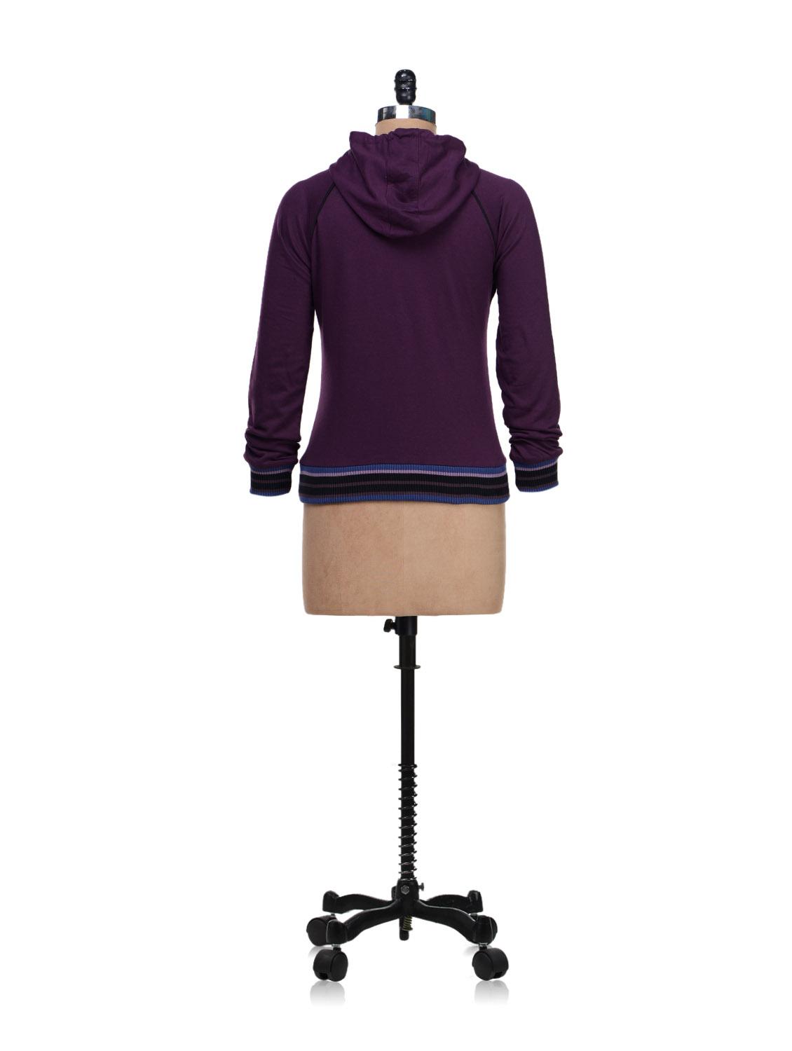 purple hooded casual sweatshirt - 50756 - Zoom Image - 3