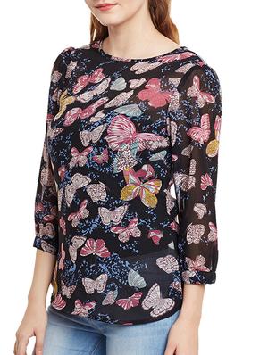 butterfly print sheer top - 51043 - Standard Image - 2