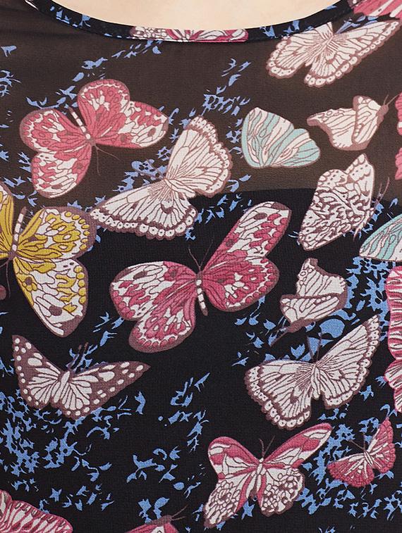 butterfly print sheer top - 51043 - Zoom Image - 4