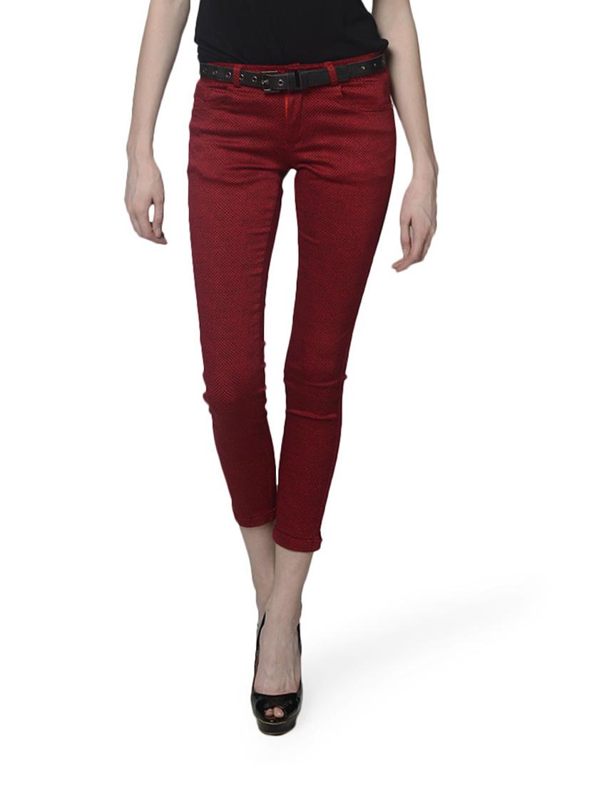 Red Printed Ankle Length Pants - 51721 - Zoom Image - 1