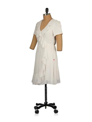 White Ruffled Dress - 53996 - Standard Image - 2