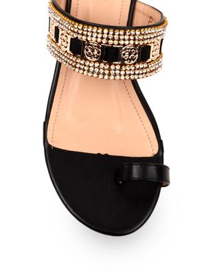 Black Flat Sandals - 57594 - Standard Image - 4